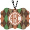 Brown Argyle Rear View Mirror Charm (Personalized)