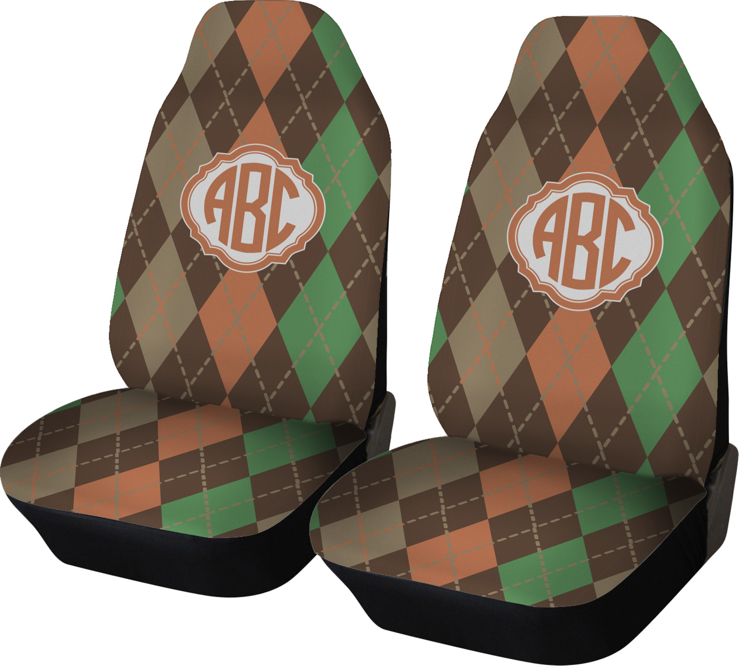Brown Argyle Car Seat Covers (Set of Two) (Personalized) YouCustomizeIt
