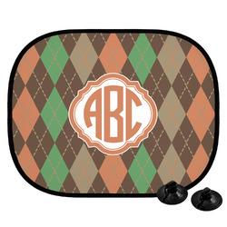 Brown Argyle Car Side Window Sun Shade (Personalized)