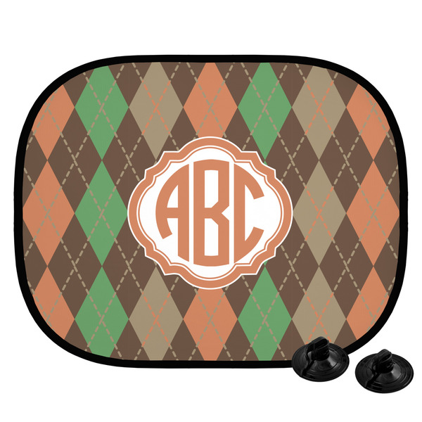 Custom Brown Argyle Car Side Window Sun Shade (Personalized)