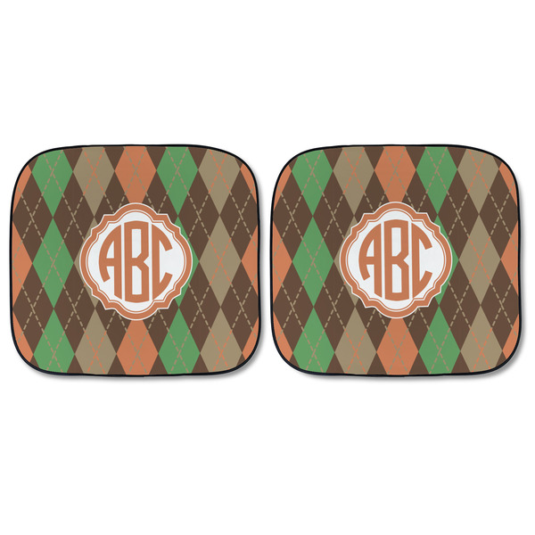 Brown Argyle Car Sun Shades - FRONT