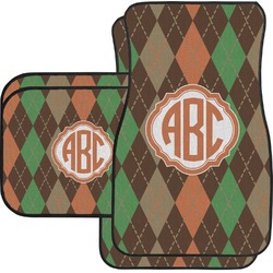 Brown Argyle Car Floor Mats Set - 2 Front & 2 Back (Personalized)