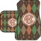 Brown Argyle Car Floor Mats Set - 2 Front & 2 Back (Personalized)