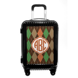Brown Argyle Carry On Hard Shell Suitcase (Personalized)