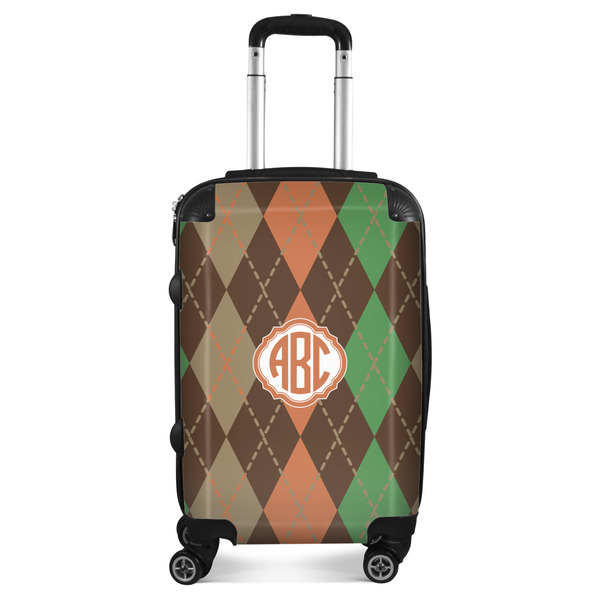 Custom Brown Argyle Suitcase (Personalized)