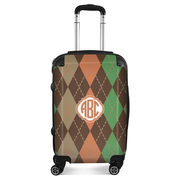 Custom Brown Argyle Suitcase - 20" Carry On (Personalized)