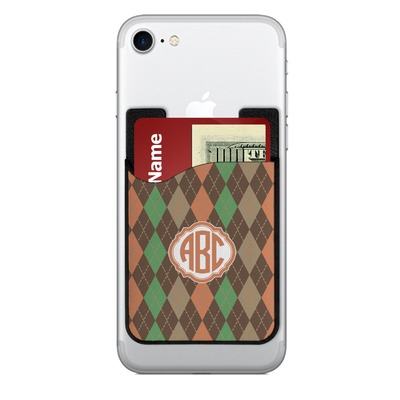 Brown Argyle 2-in-1 Cell Phone Credit Card Holder & Screen Cleaner (Personalized)