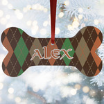 Brown Argyle Ceramic Dog Ornament w/ Monograms