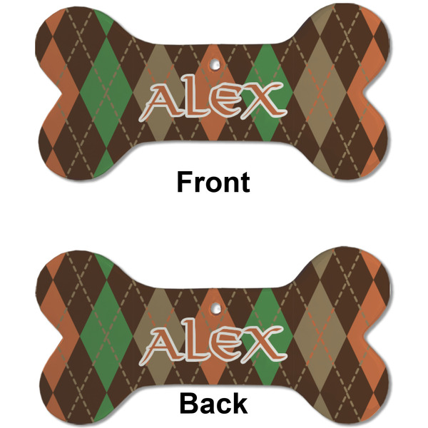 Brown Argyle Ceramic Flat Ornament - Bone Front & Back (APPROVAL)