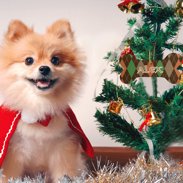 Brown Argyle Ceramic Flat Ornament - Bone (LIFESTYLE)