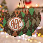 Brown Argyle Ceramic Ornament w/ Monogram