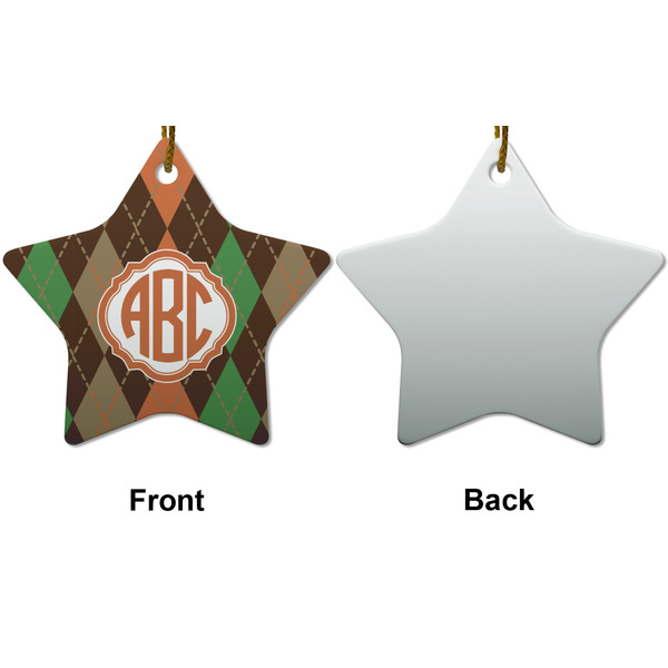 Brown Argyle Ceramic Flat Ornament - Star Front & Back (APPROVAL)