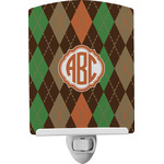 Brown Argyle Ceramic Night Light w/ Monogram