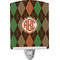 Brown Argyle Ceramic Night Light w/ Monogram