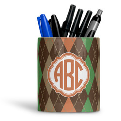 Brown Argyle Ceramic Pen Holder