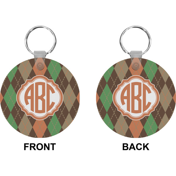 Brown Argyle Circle Keychain (Front + Back)