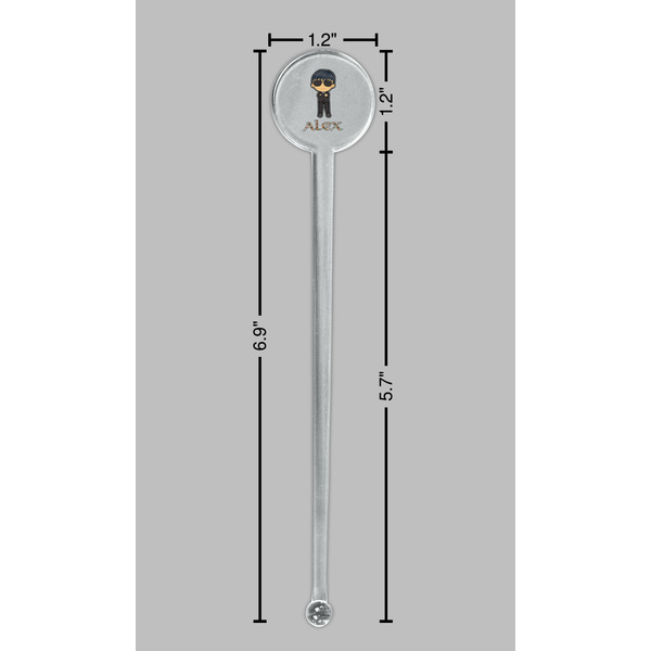 Brown Argyle Clear Plastic 7" Stir Stick - Round - Dimensions