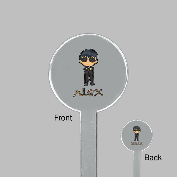 Brown Argyle Clear Plastic 7" Stir Stick - Round - Front & Back