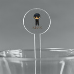 Brown Argyle 5.5" Round Plastic Stir Sticks - Clear (Personalized)