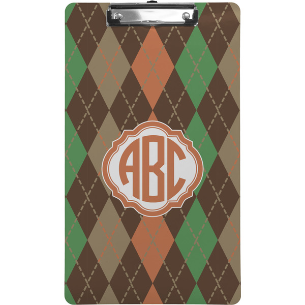 Custom Brown Argyle Clipboard (Legal Size) w/ Monogram