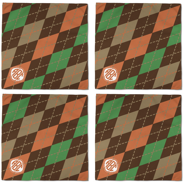 Brown Argyle Cloth Napkins - Personalized Dinner (APPROVAL) Set of 4