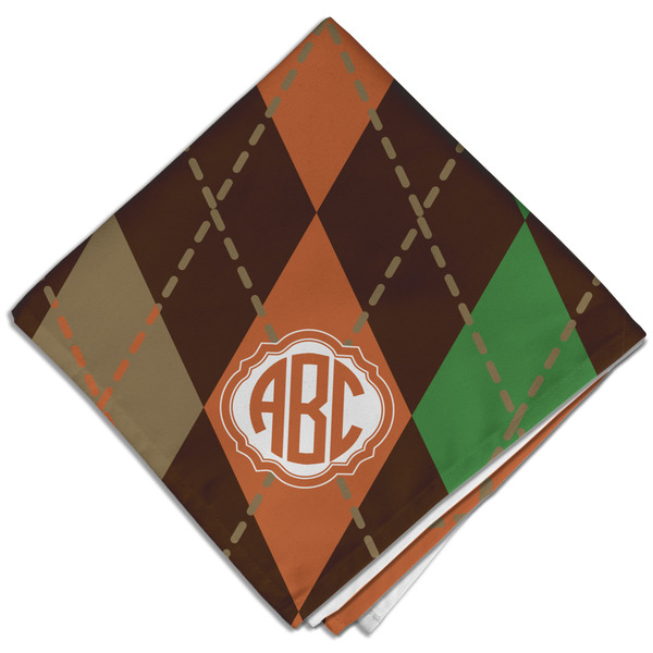 Custom Brown Argyle Cloth Dinner Napkin - Single w/ Monogram