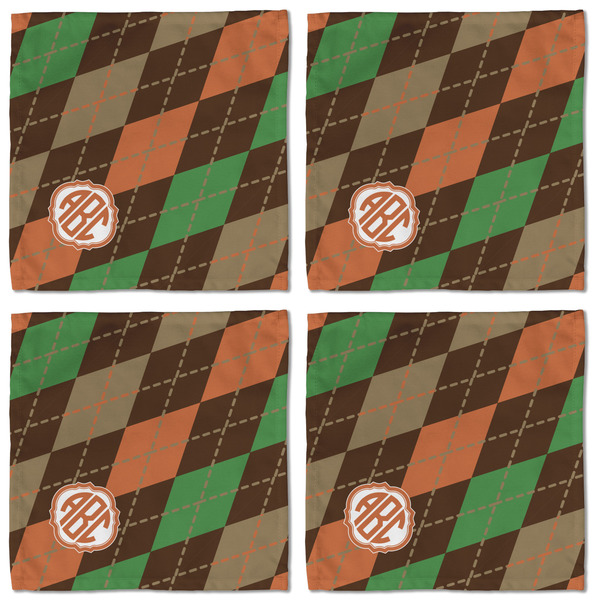 Brown Argyle Cloth Napkins - Personalized Lunch (APPROVAL) Set of 4