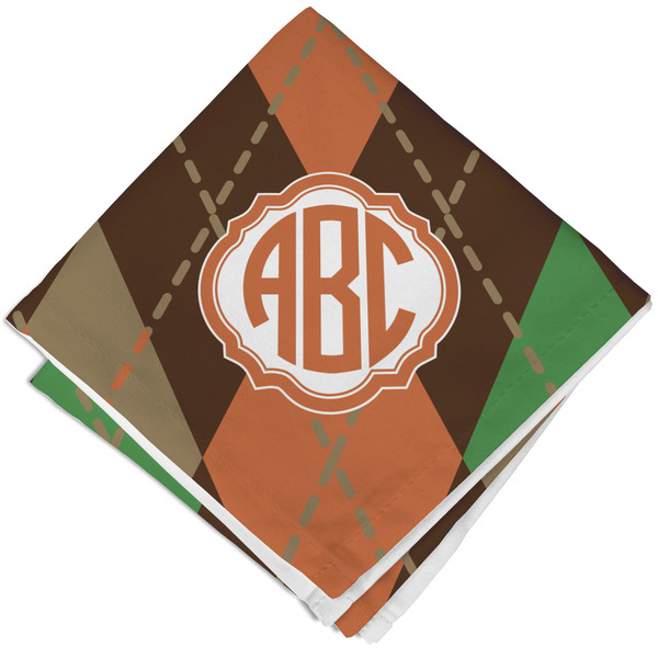 Brown Argyle Cloth Napkins - Personalized Lunch (Folded Four Corners)