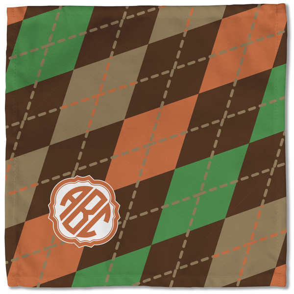 Brown Argyle Cloth Napkins - Personalized Lunch (Single Full Open)