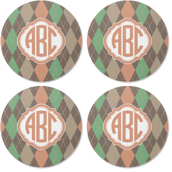 Brown Argyle Coaster Round Rubber Back - Apvl