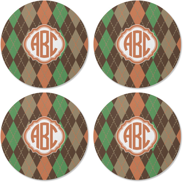 Brown Argyle Coaster Round Rubber Back - Apvl