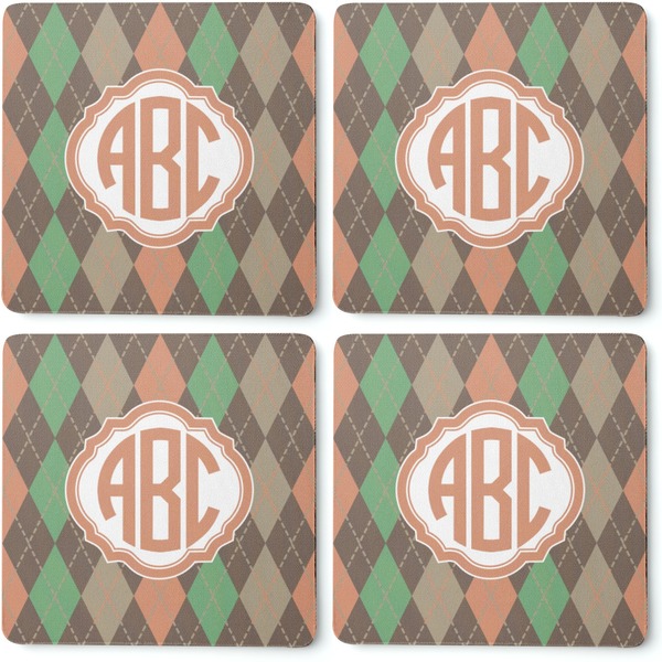 Brown Argyle Coaster Rubber Back - Apvl