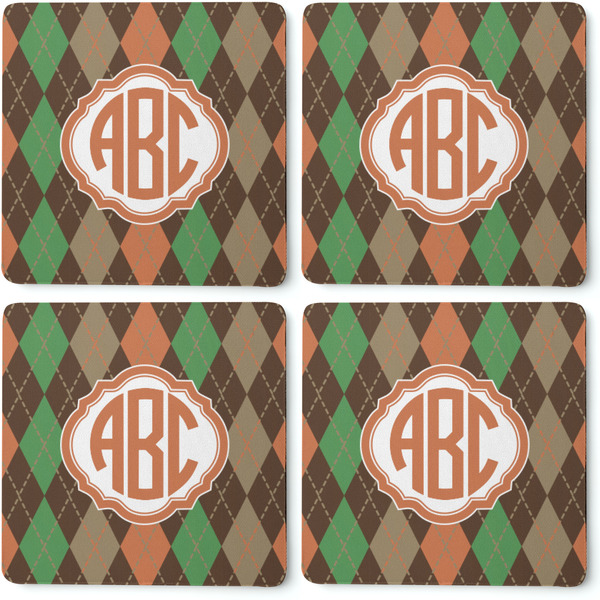 Brown Argyle Coaster Rubber Back - Apvl