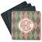Brown Argyle Square Rubber Backed Coasters - Set of 4 (Personalized)