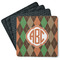 Brown Argyle Square Rubber Backed Coasters - Set of 4 (Personalized)