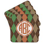 Brown Argyle Cork Coaster - Set of 4 w/ Monogram