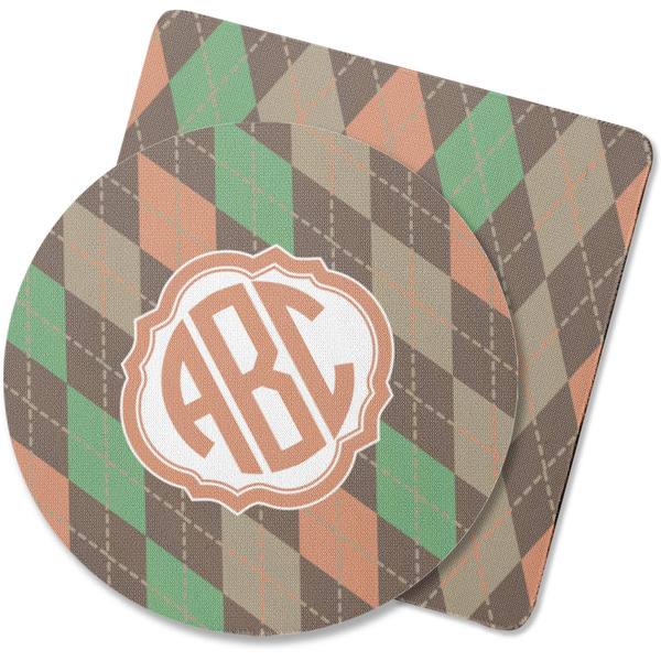 Custom Brown Argyle Rubber Backed Coaster (Personalized)