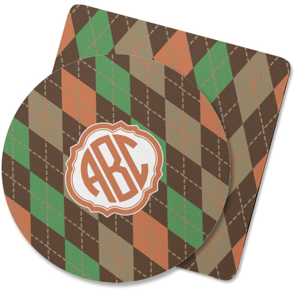 Custom Brown Argyle Rubber Backed Coaster (Personalized)