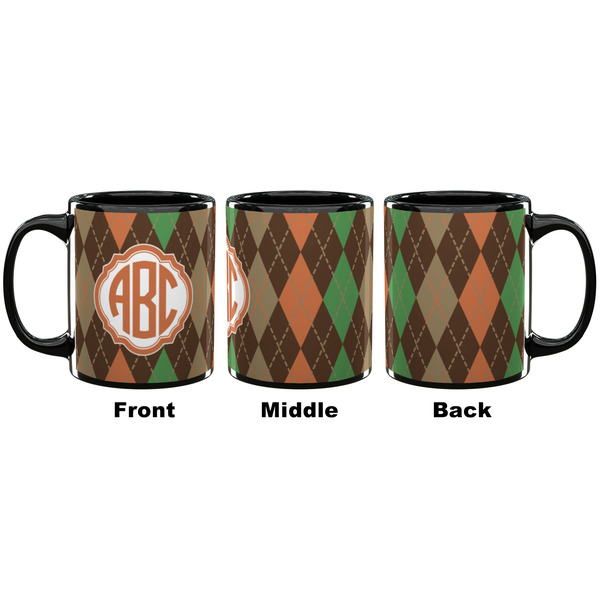 Brown Argyle Coffee Mug - 11 oz - Black APPROVAL