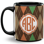 Brown Argyle 11 Oz Coffee Mug - Black (Personalized)