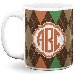Brown Argyle 11 Oz Coffee Mug - White (Personalized)