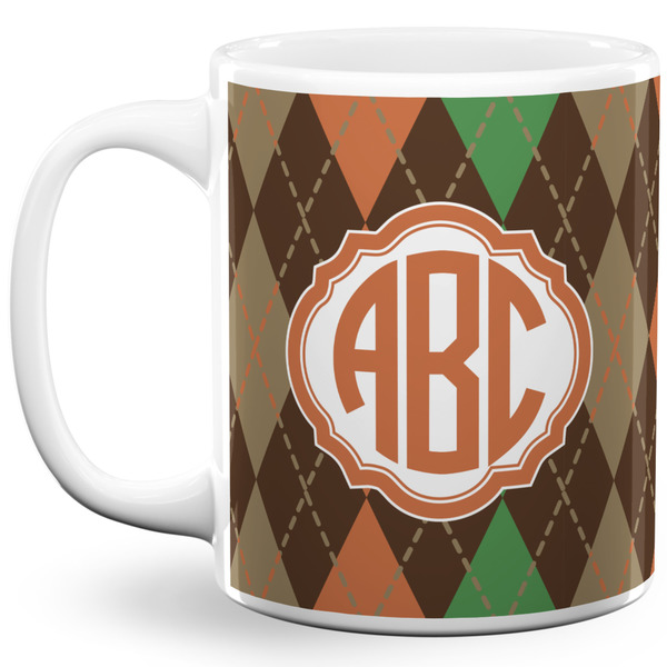 Custom Brown Argyle 11 Oz Coffee Mug - White (Personalized)