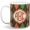 Brown Argyle Coffee Mug - 11 oz - Full- White