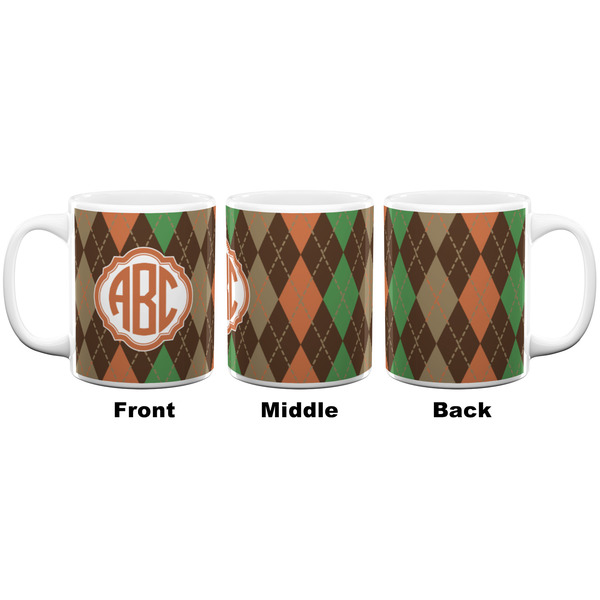 Brown Argyle Coffee Mug - 11 oz - White APPROVAL