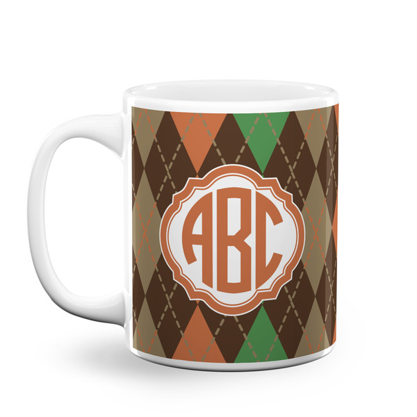 Custom Brown Argyle Coffee Mug (Personalized)