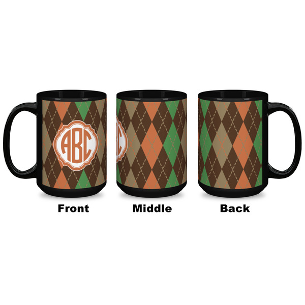 Brown Argyle Coffee Mug - 15 oz - Black APPROVAL