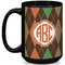 Brown Argyle Coffee Mug - 15 oz - Black Full