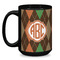Brown Argyle Coffee Mug - 15 oz - Black