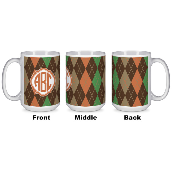 Brown Argyle Coffee Mug - 15 oz - White APPROVAL