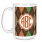 Brown Argyle Coffee Mug - 15 oz - White